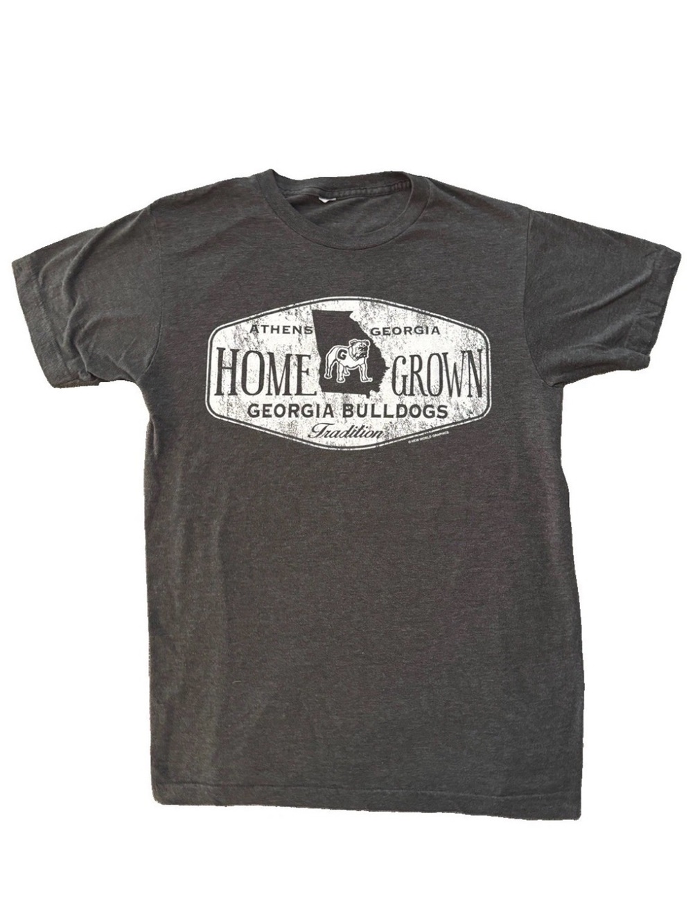 UGA Georgia Bulldogs Home Grown Graphic T-Shirt - Charcoal Gray Hanes 100 Cotton